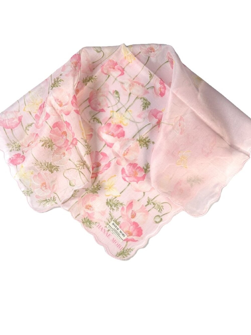 NWT Vintage Hanae Mori Cotton Poppy Floral Scarf 18"